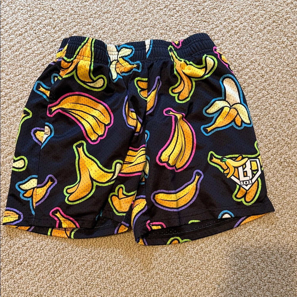 Vibrant Banana Print Kids Shorts